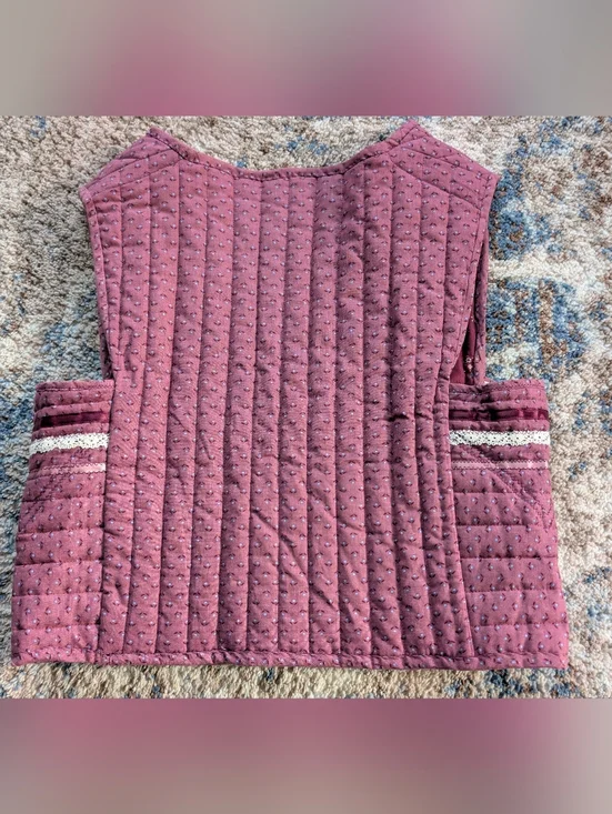 Vintage 70’s, quilted patchwork, handmade Reversible Vest / fits Small/Medium - Picture 4 of 9